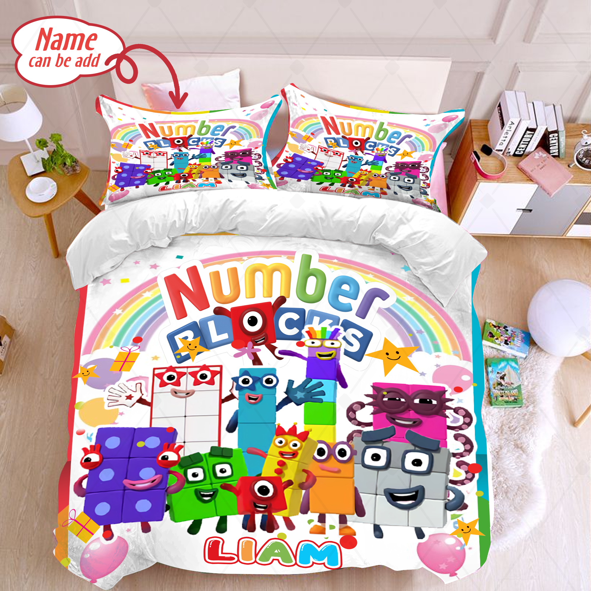 Personalized Numberblocks Duvet Cover And Pillowcase Numberblocks Bedding Set Numberblocks Birthday Party Theme